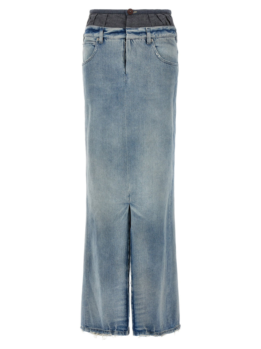 Maison Margiela Layered Denim with Split Details Skirt — Blue