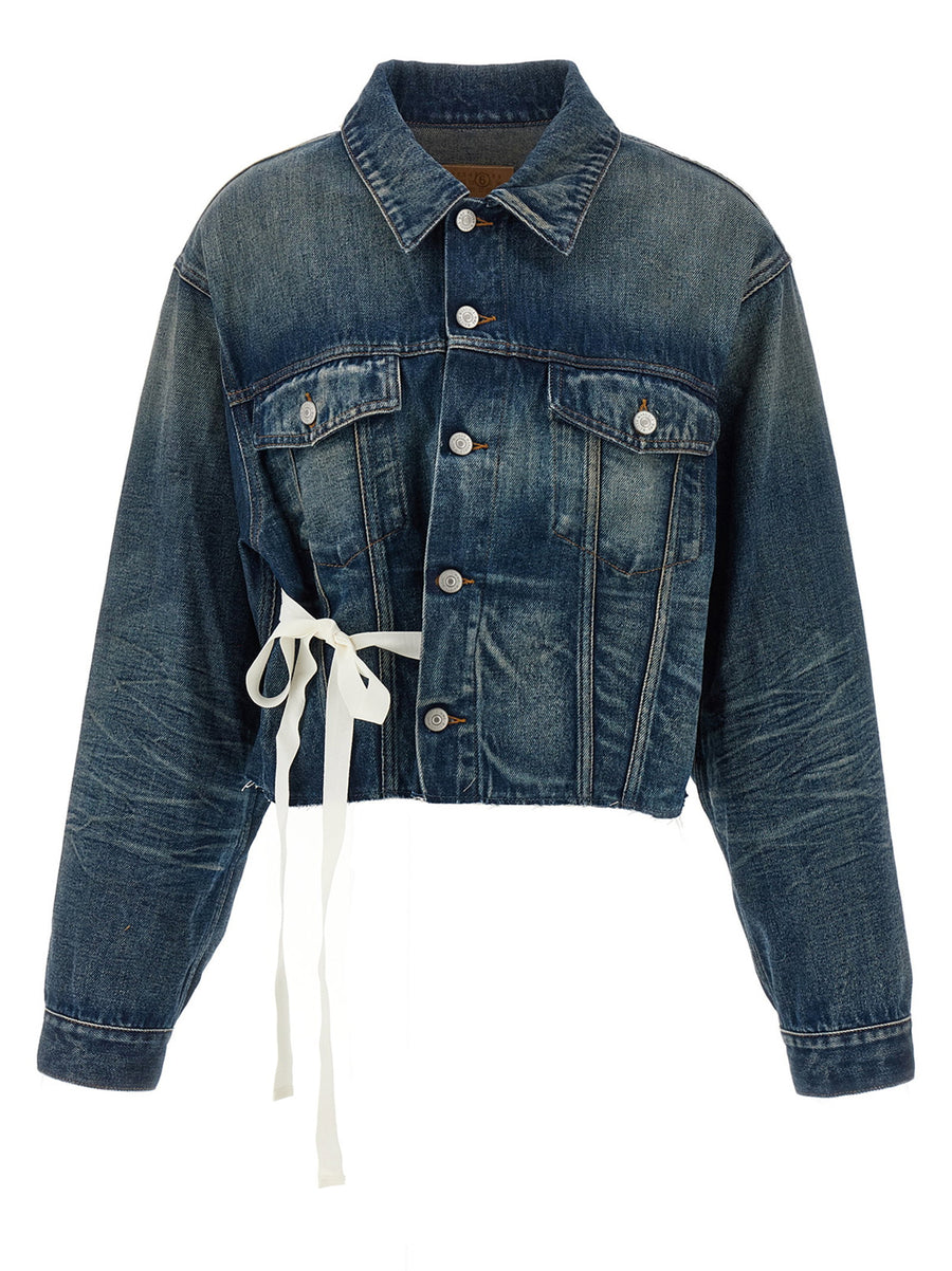 Mm6 Maison Margiela Stonewashed Denim Jacket — Blue