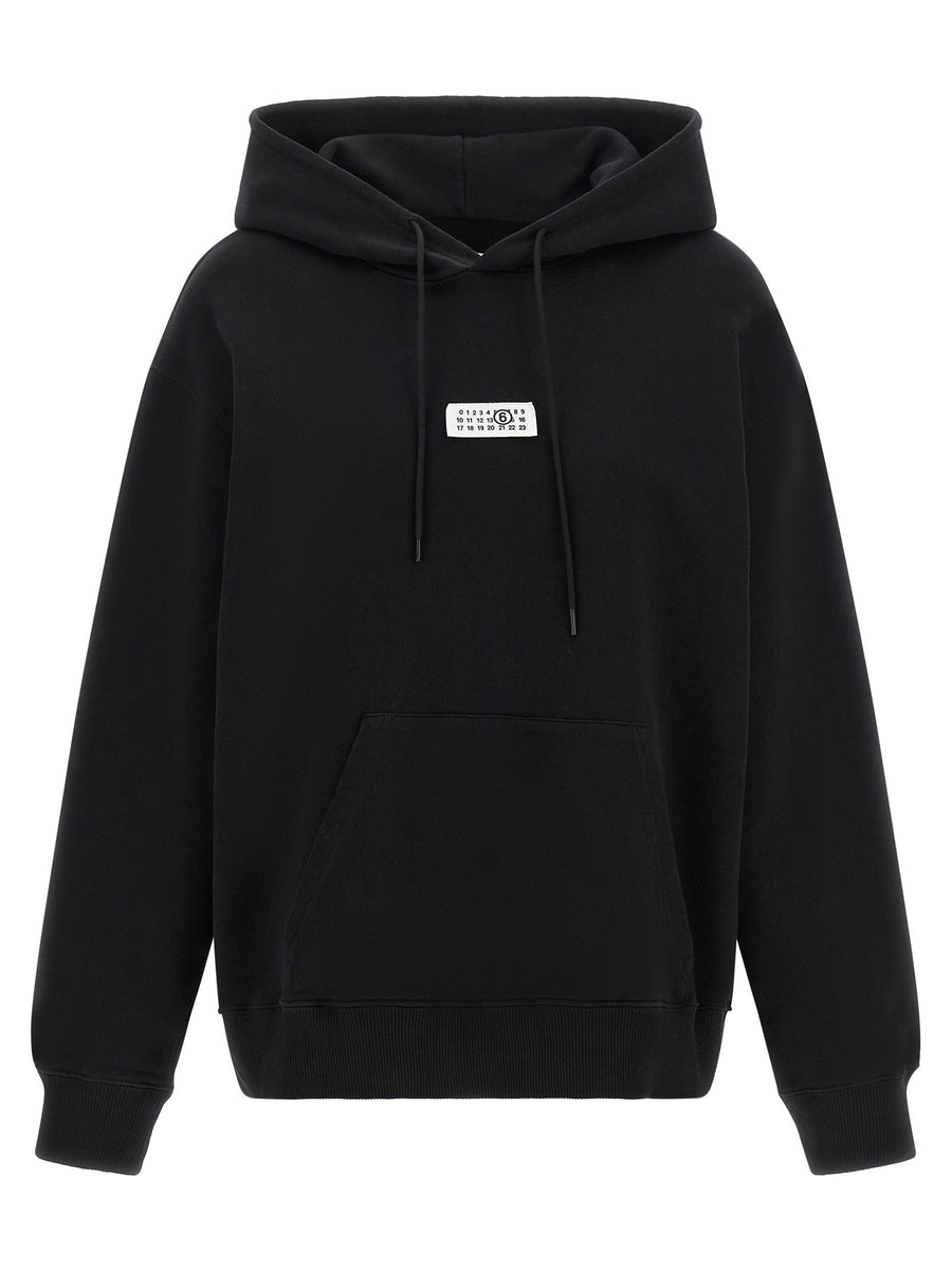Mm6 Maison Margiela Numeric Signature Patch Hoodie — Black