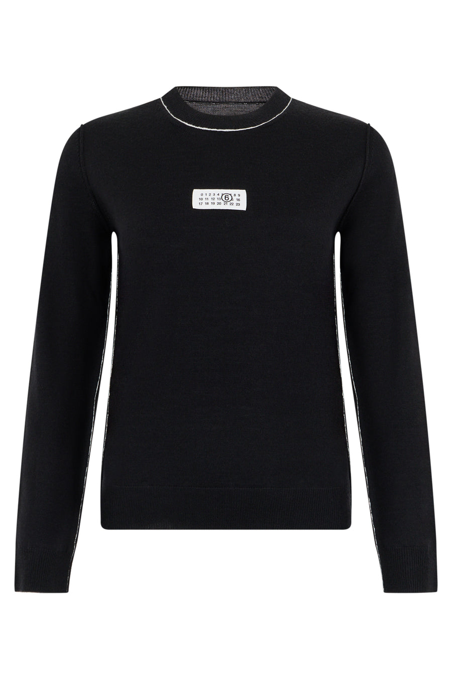 Crew Neck Sweater Black Virgin Wool