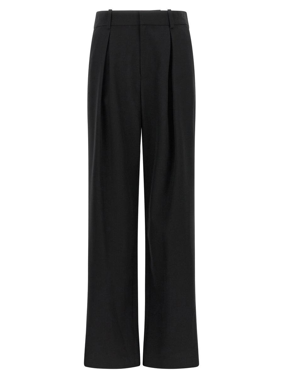 Mm6 Maison Margiela Wide-Leg Virgin Wool Trousers — Black