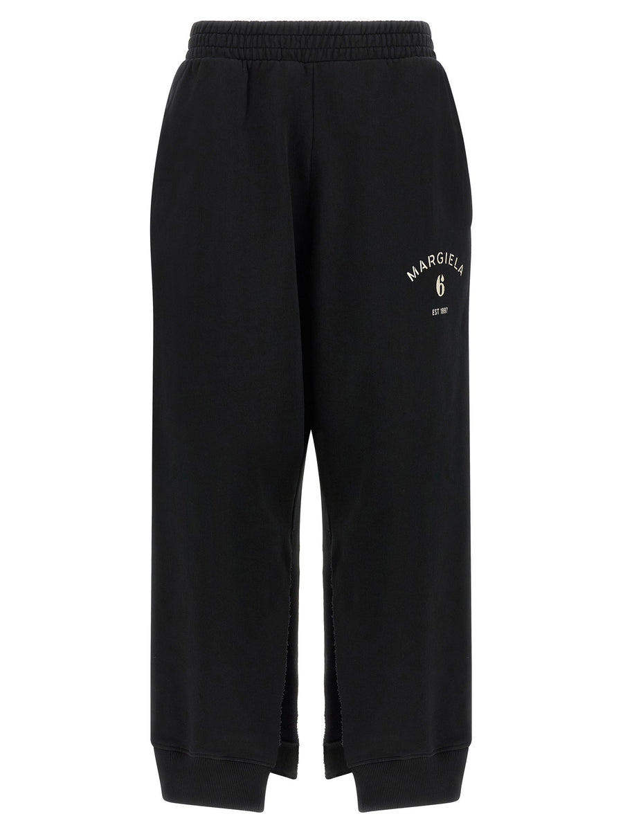 Mm6 Maison Margiela Deconstructed Cotton Joggers — Black