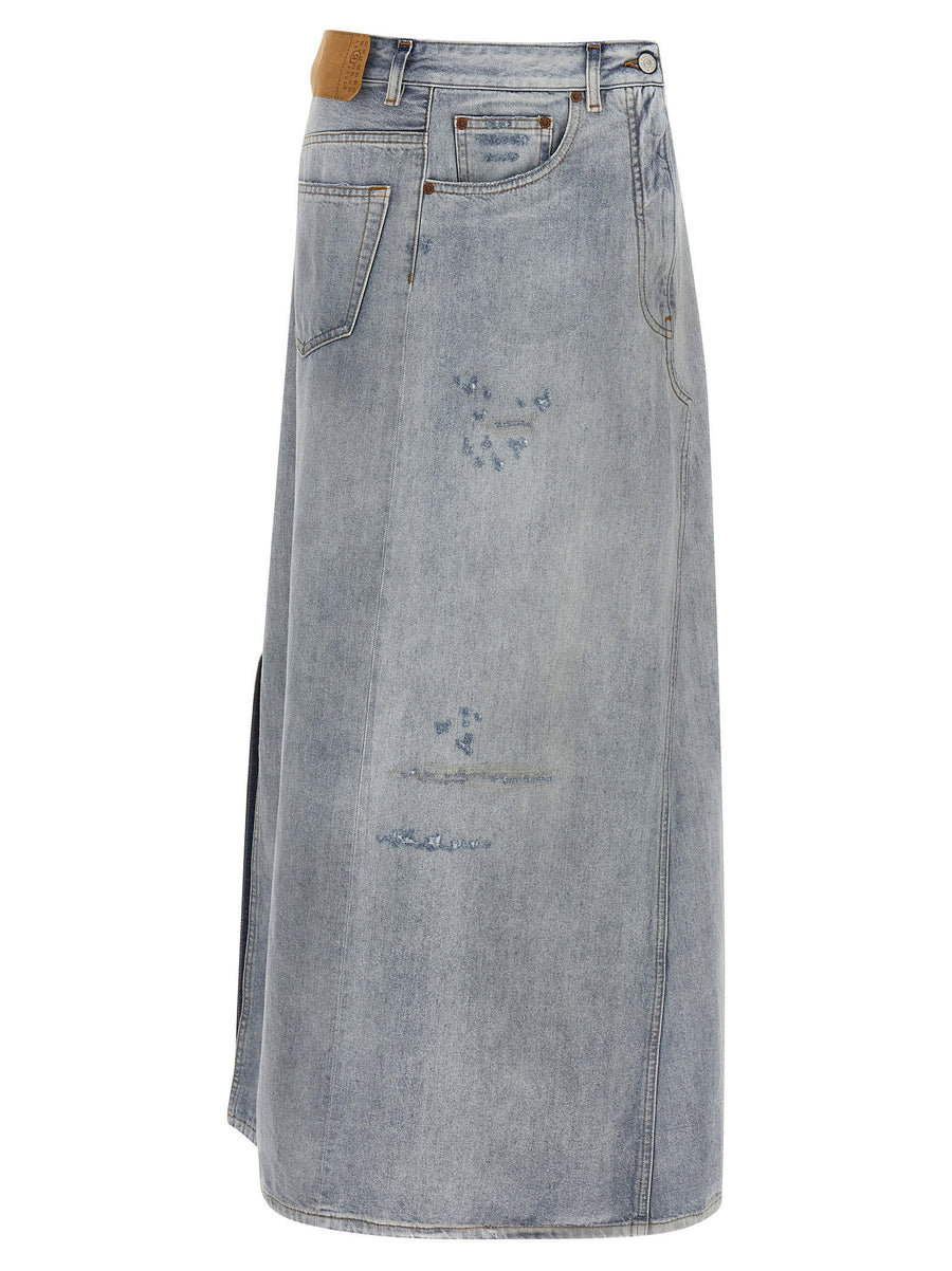 Mm6 Maison Margiela Asymmetrical Construction Denim Skirt — Blue