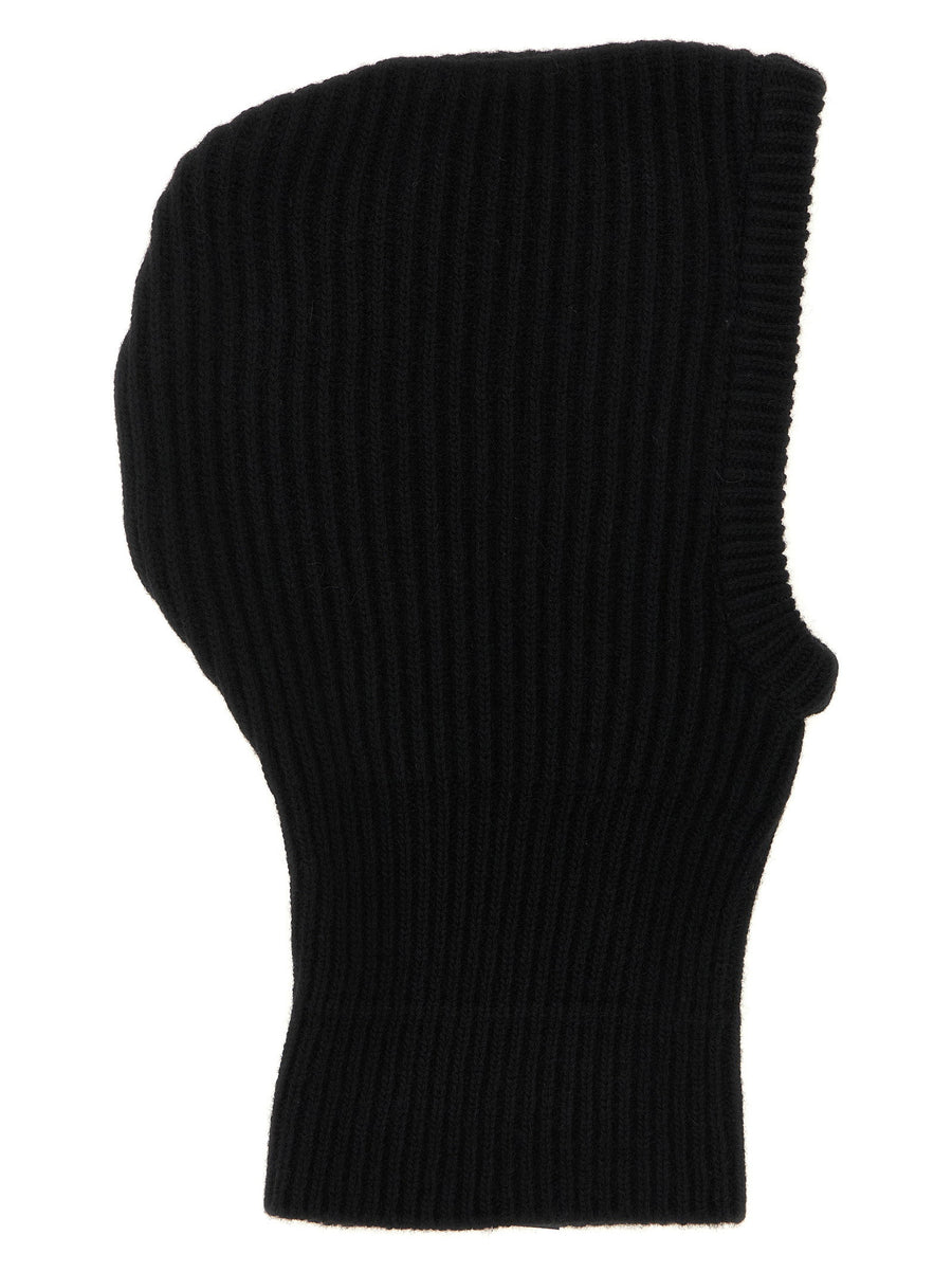 Mm6 Maison Margiela Ribbed Wool Blend Balaclava — Black