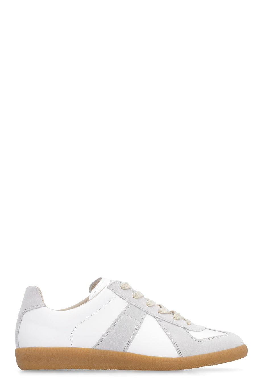 Leather Sneakers Off White Upper Calf Trainers