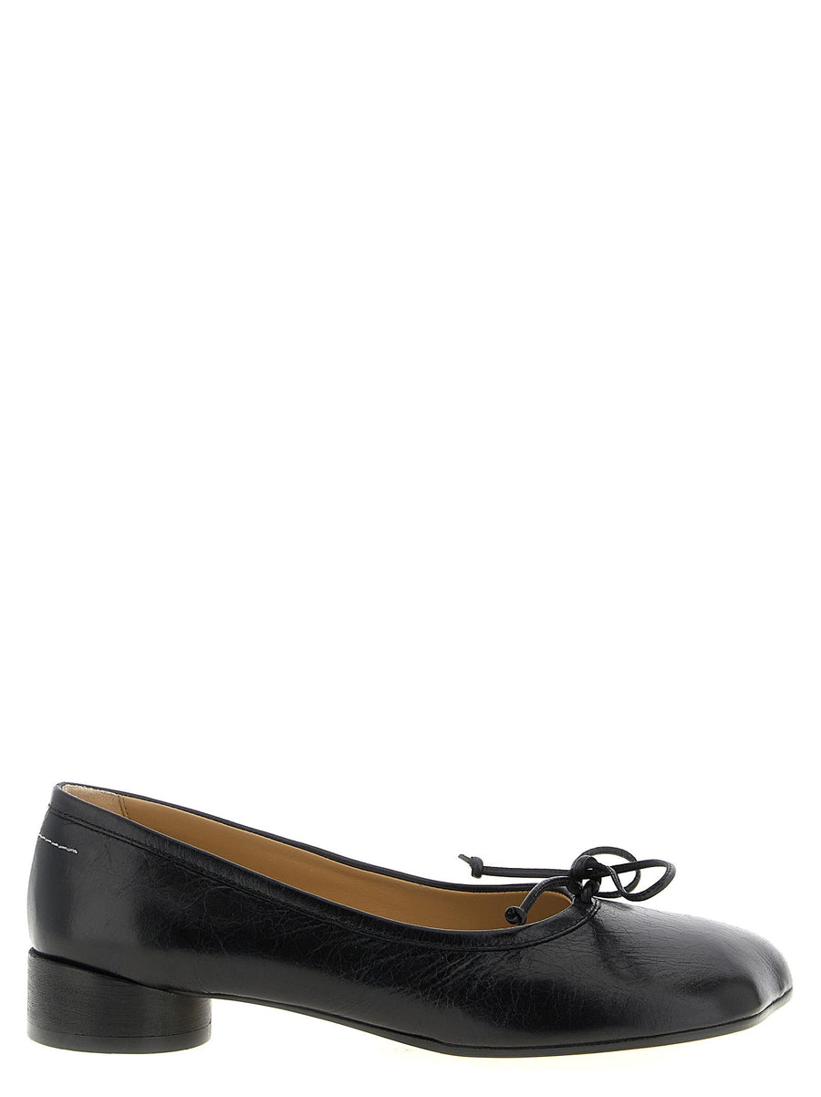 Mm6 Maison Margiela Crinkle Leather Ballet Flat — Black