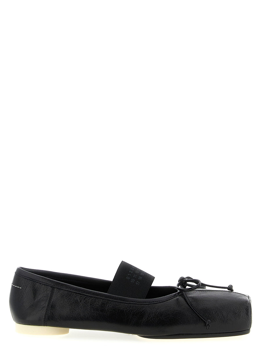 Mm6 Maison Margiela Crinkle-Effect Leather Ballet Flat — Black