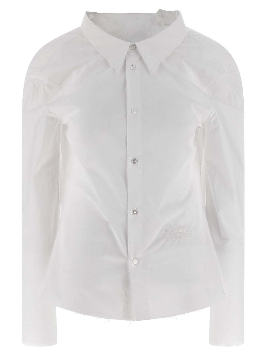 Mm6 Maison Margiela Numeric Signature Embroidered Shirt — White