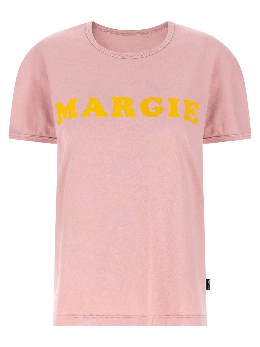 Mm6 Maison Margiela Flocked Logo Print T-shirt — Pink