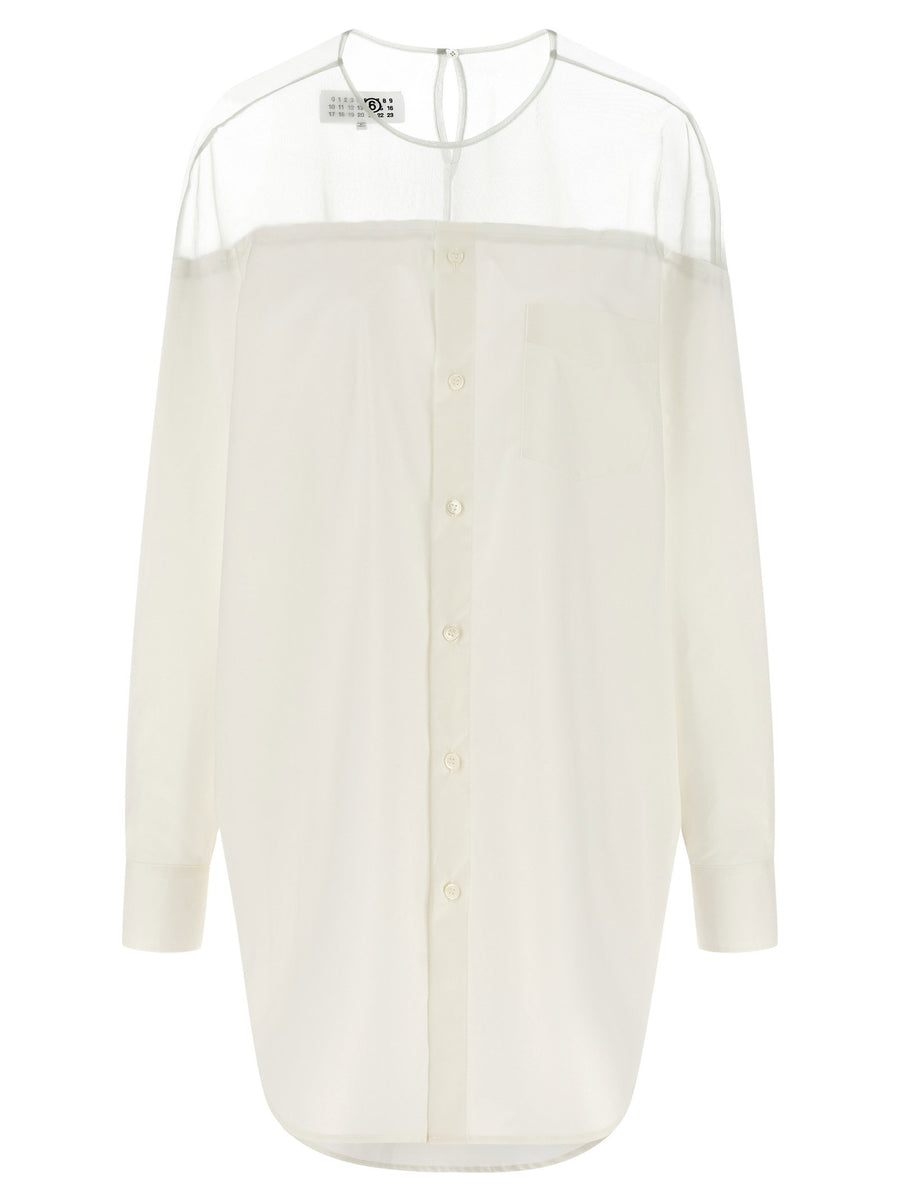 Mm6 Maison Margiela Tulle Insert Shirt — White