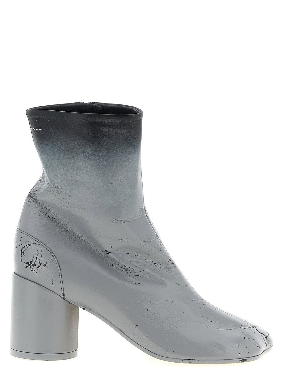حذاء كاحل Mm6 Maison Margiela بتأثير مجعد وتدرج ألوان جلد — رمادي