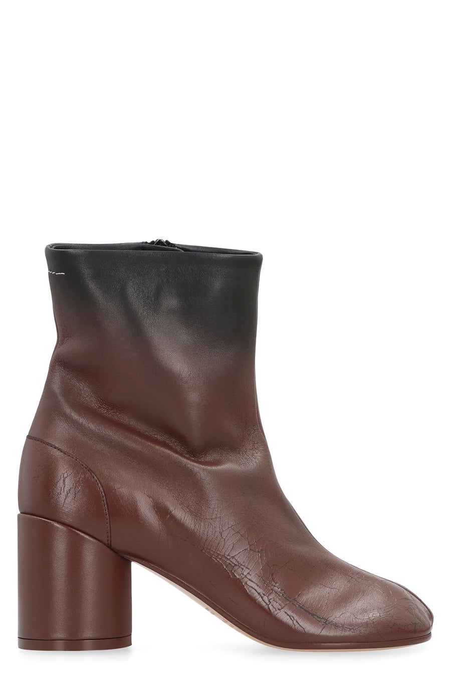Leather Ankle Boots With Vintage Effect Brown Ovine