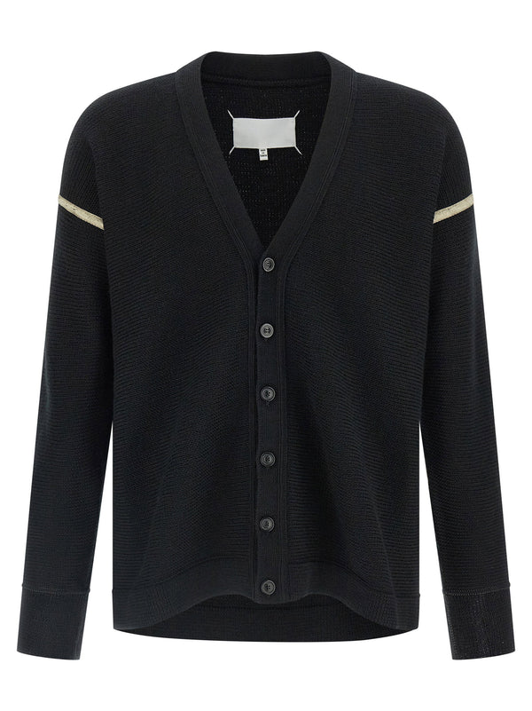 Maison Margiela Virgin Wool with Elbow Patches Cardigan — Black