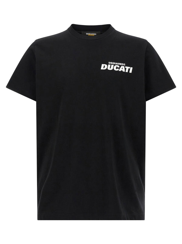 تيشيرت Dsquared2 دوكاتي شعار قطن جيرسيه قميص — أسود