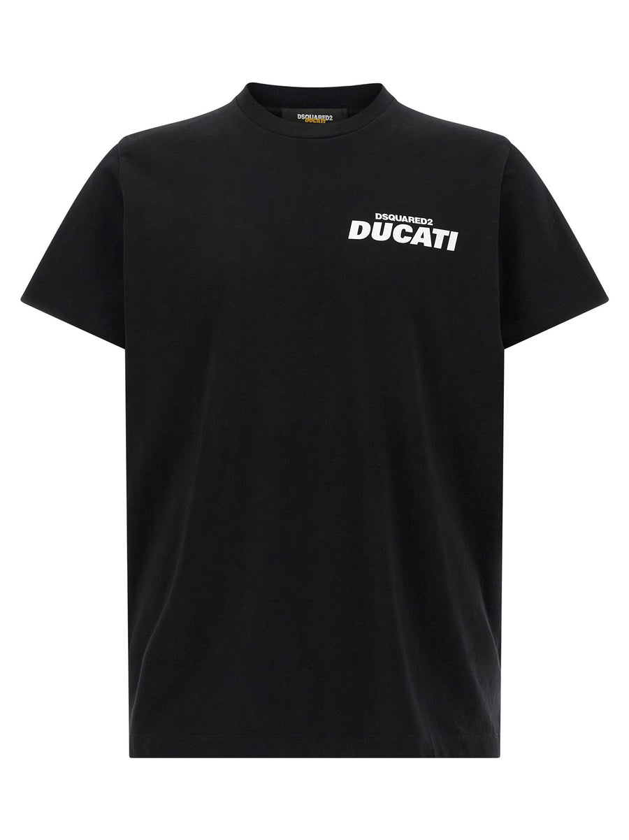 تيشيرت Dsquared2 دوكاتي شعار قطن جيرسيه قميص — أسود