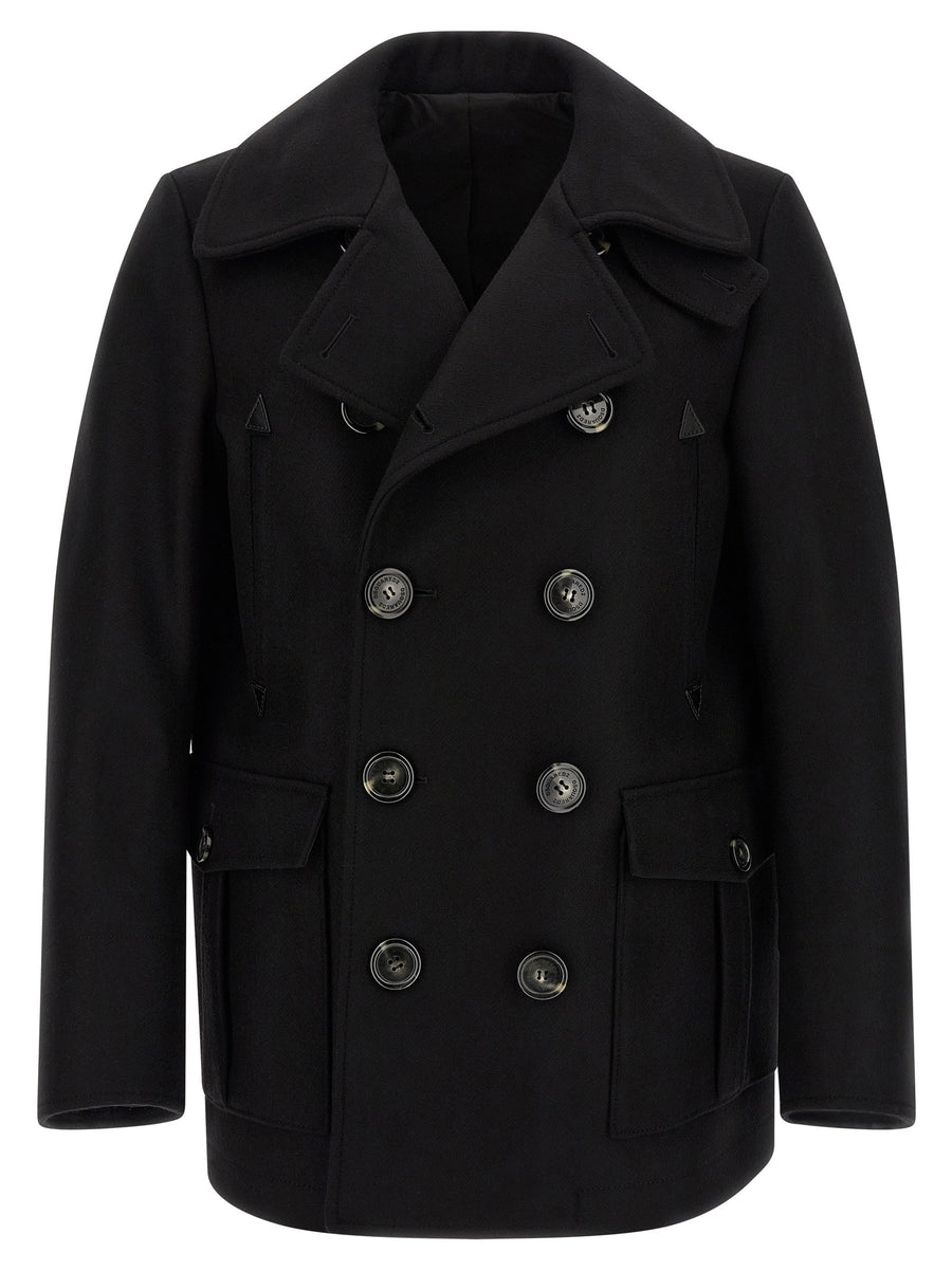 Dsquared2 Wool Double-Breasted Coat — Black