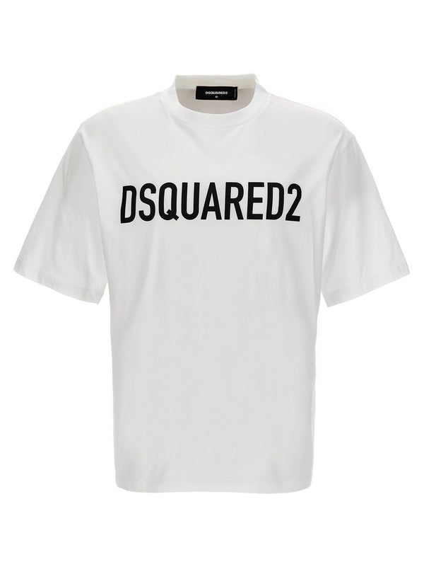 Dsquared2 تي شيرت شعار بنقشة قطن — أبيض