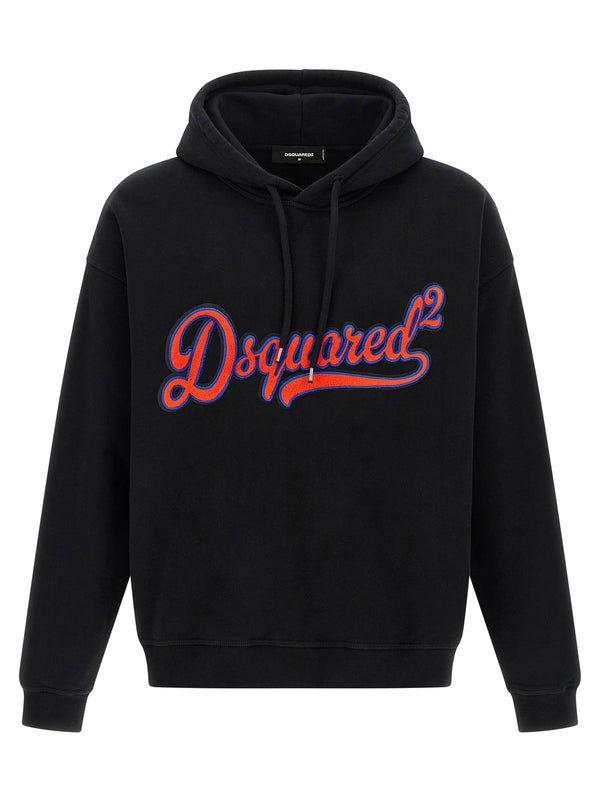 Dsquared2 شعار المطرزة بتصميم هودي - أسود