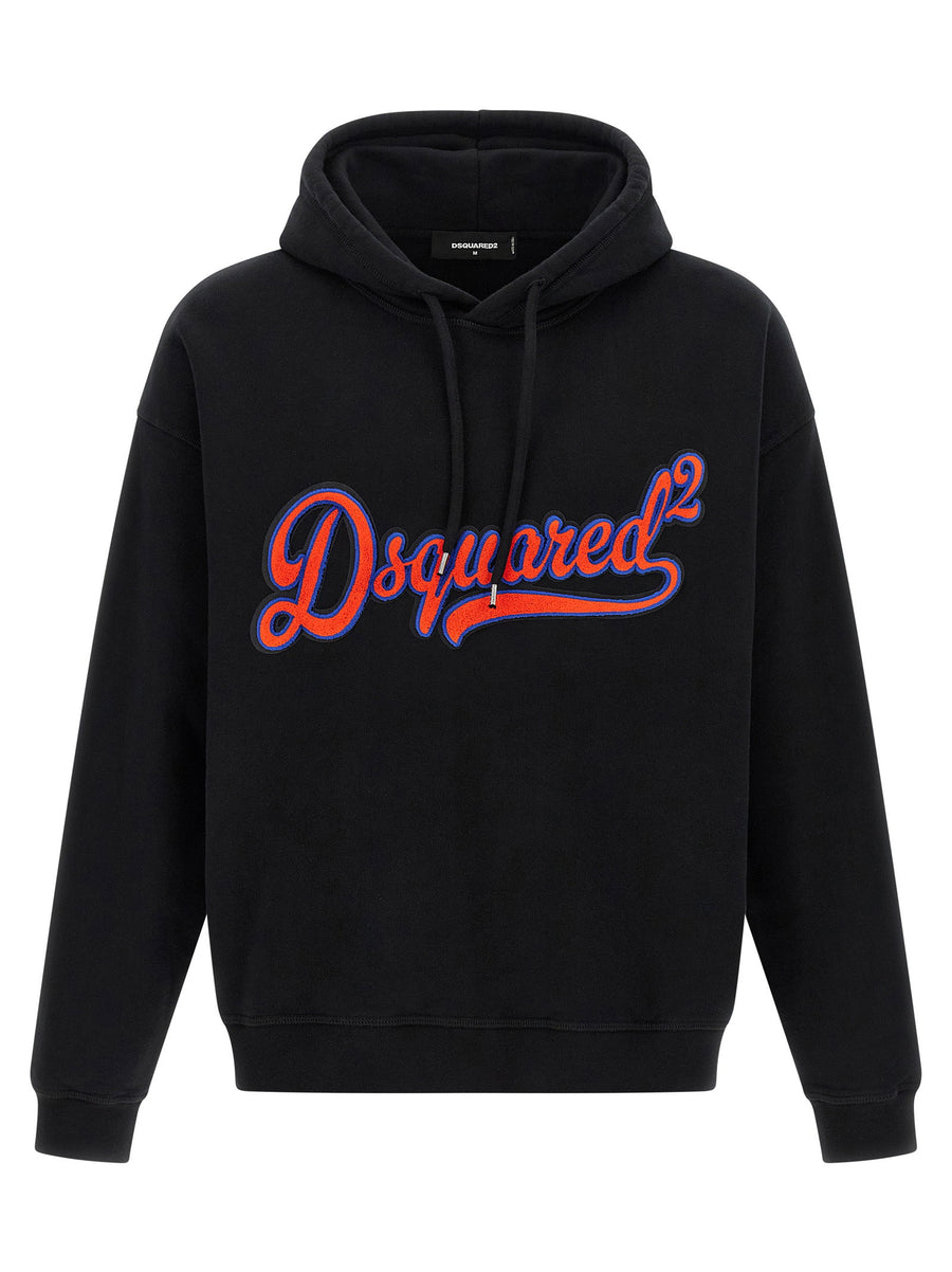 Dsquared2 Logo-Embroidered Hoodie — Black