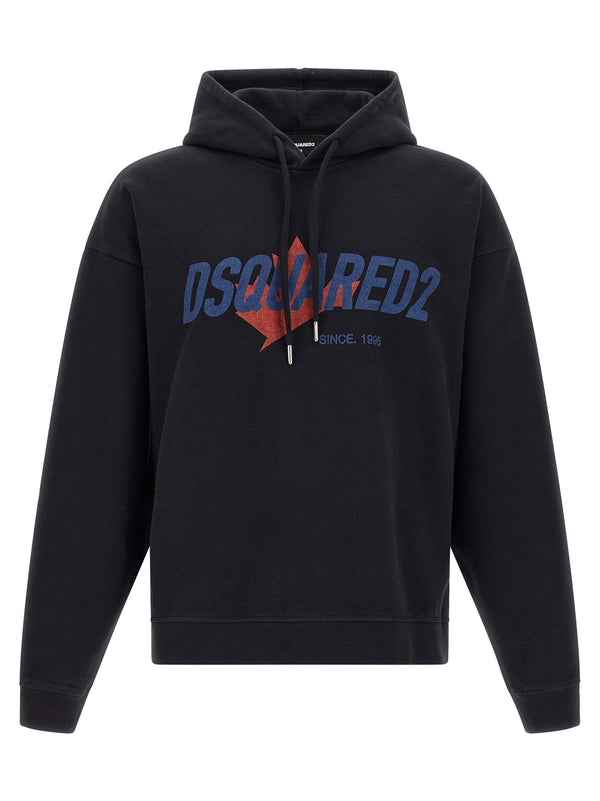 Dsquared2 شعار بنقشة هودي — أسود