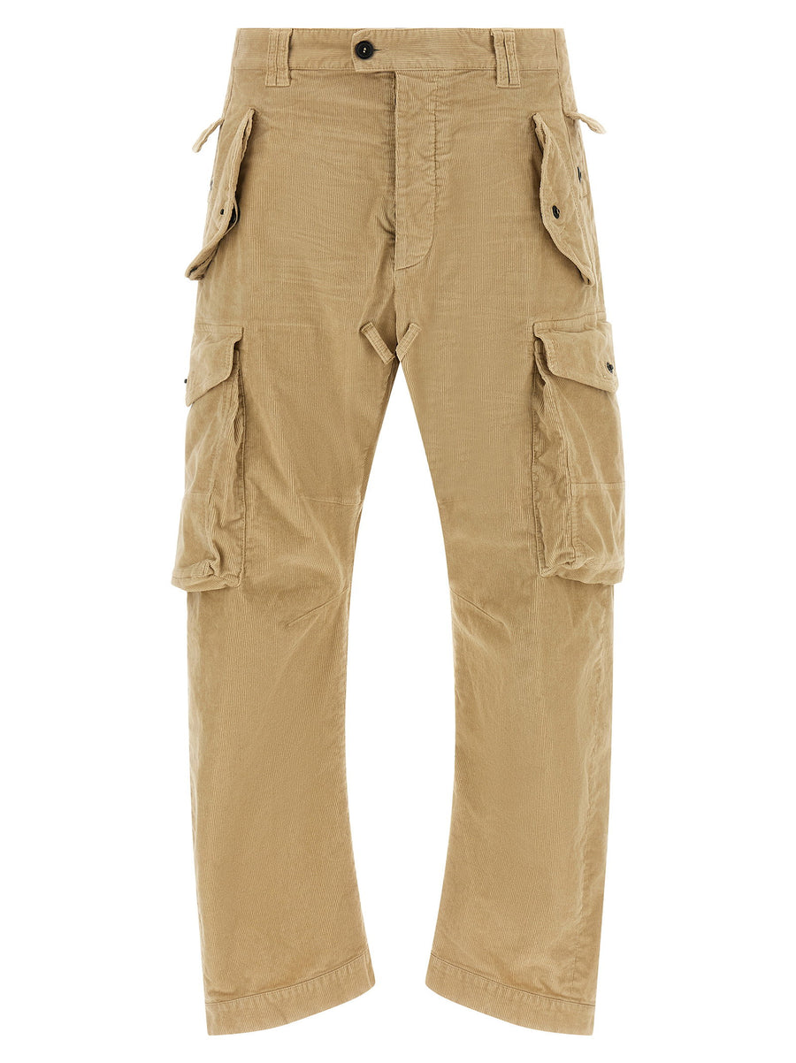 Dsquared2 Multi-Pocket Corduroy Cargo Pants — Camel