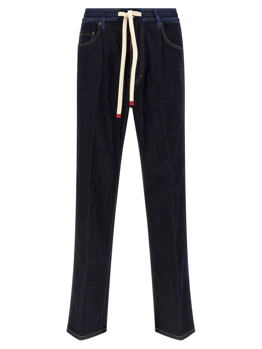 Dsquared2 Crinkled Cotton-Hemp Blend Jeans — indigo