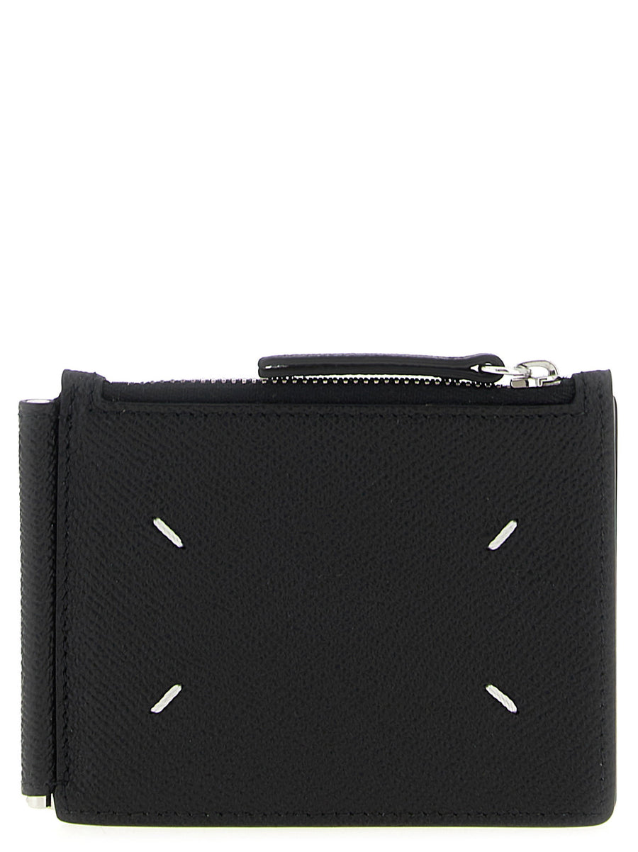 Maison Margiela Leather with Logo Detail Wallet — Black