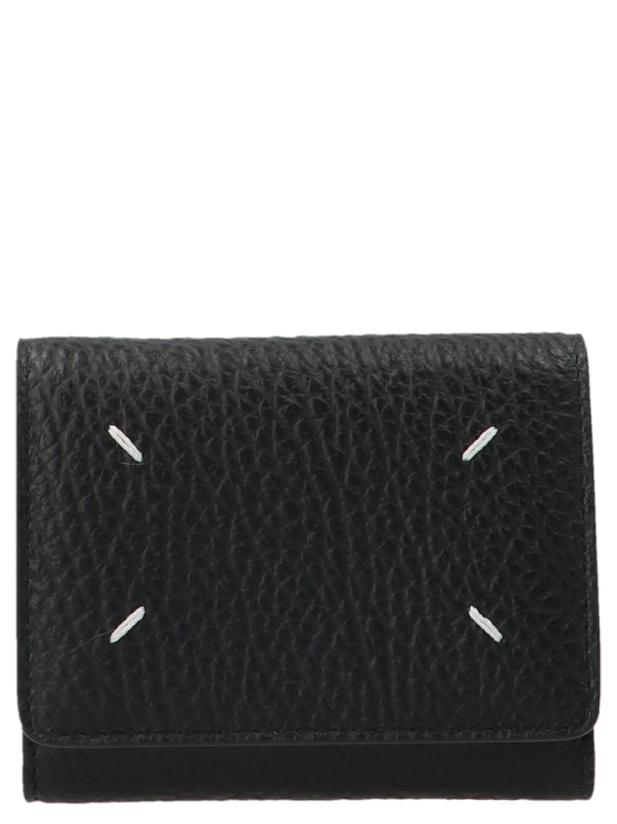 Maison Margiela Hammered Leather with Stitching Wallet — Black
