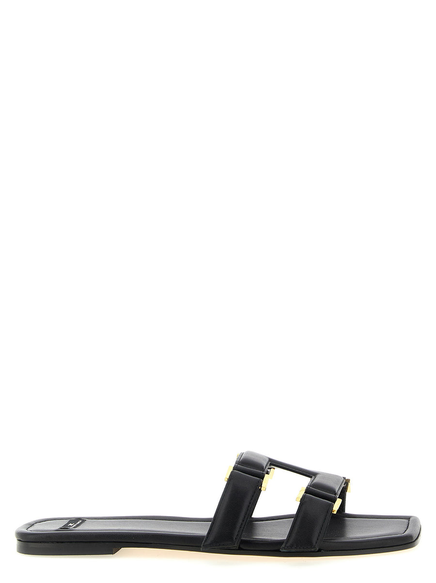 Elisabetta Franchi Nappa Leather Sandals — Black