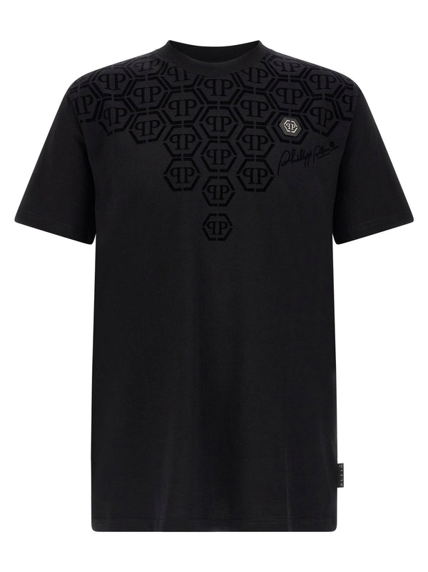تيشيرت Monogram Philipp Plein شعار مطرز — أسود