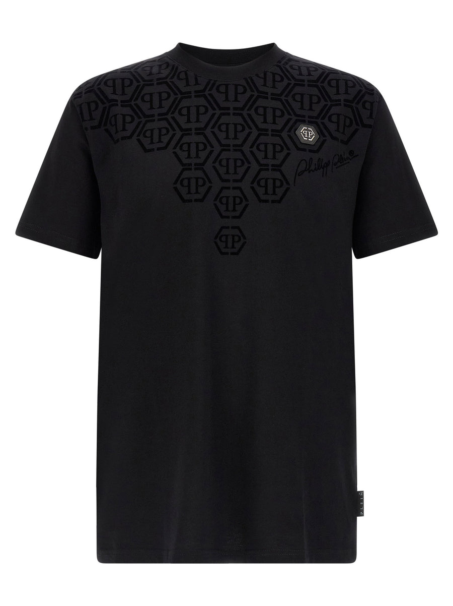Philipp Plein Logo-Embroidered Monogram T-Shirt — Black