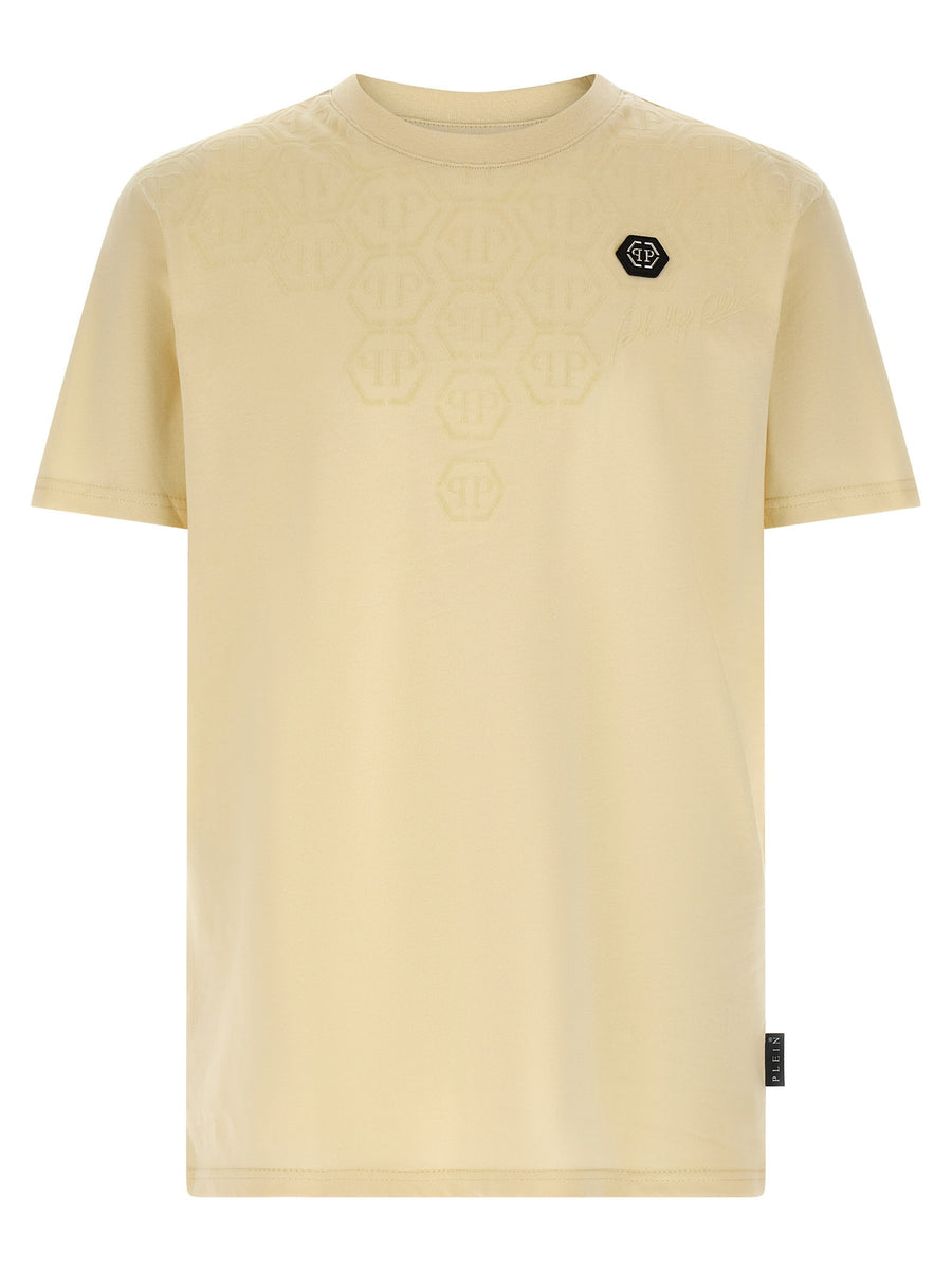 Philipp Plein Logo-Embroidered Cotton T-shirt — Cream