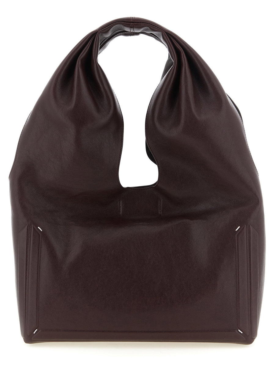 Maison Margiela Lambskin shoulder bag in burgundy