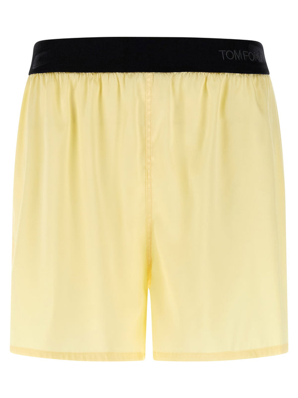 Tom Ford Stretch silk satin shorts in yellow
