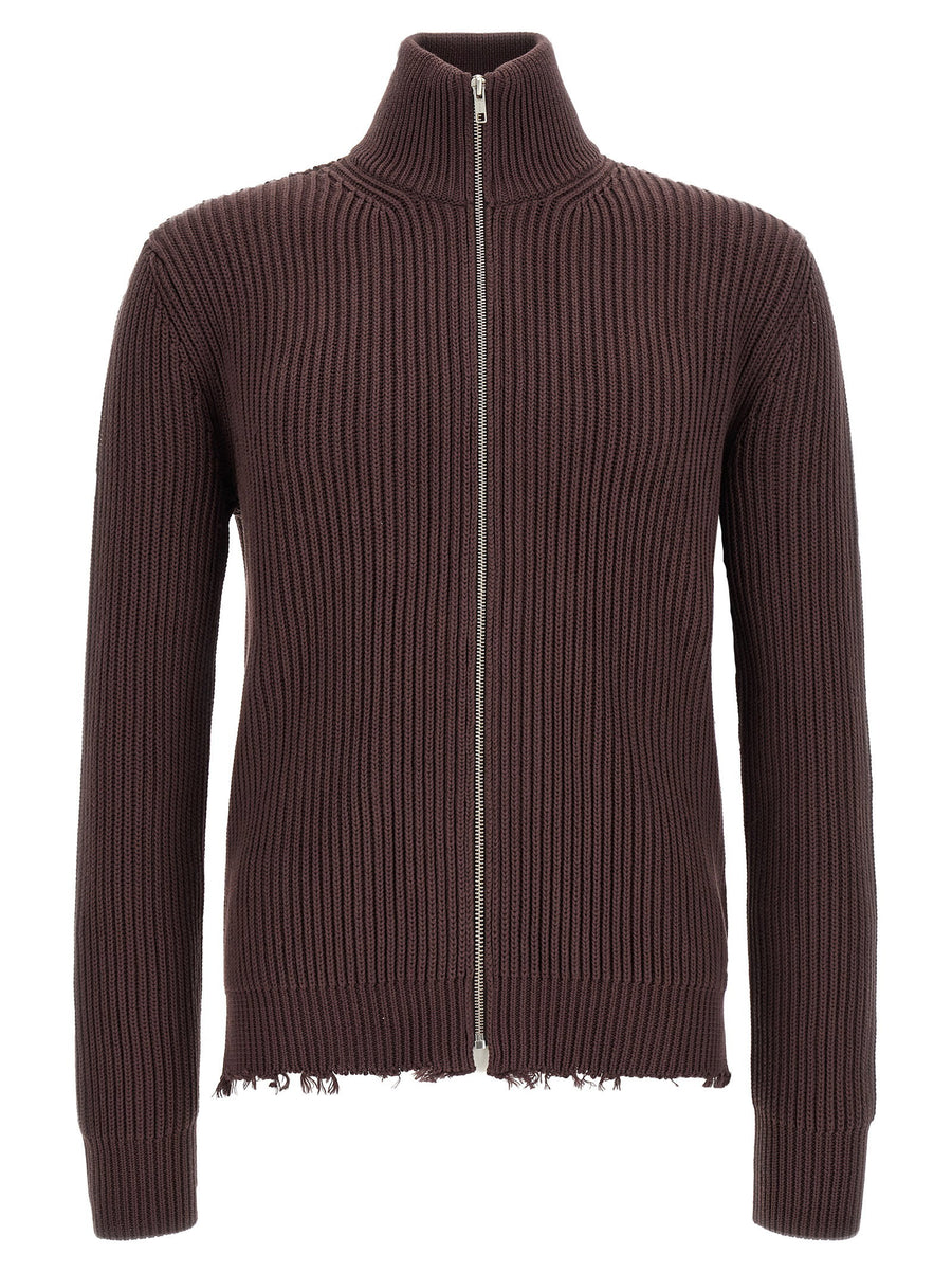 Mm6 Maison Margiela Ribbed Cotton Turtleneck Sweater — brown