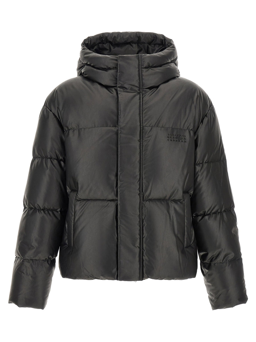 Mm6 Maison Margiela Lacquered Finish Down Down Jacket — Black