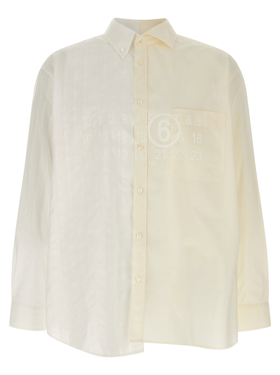 Mm6 Maison Margiela Numeric Signature Cotton Poplin Shirt — Cream