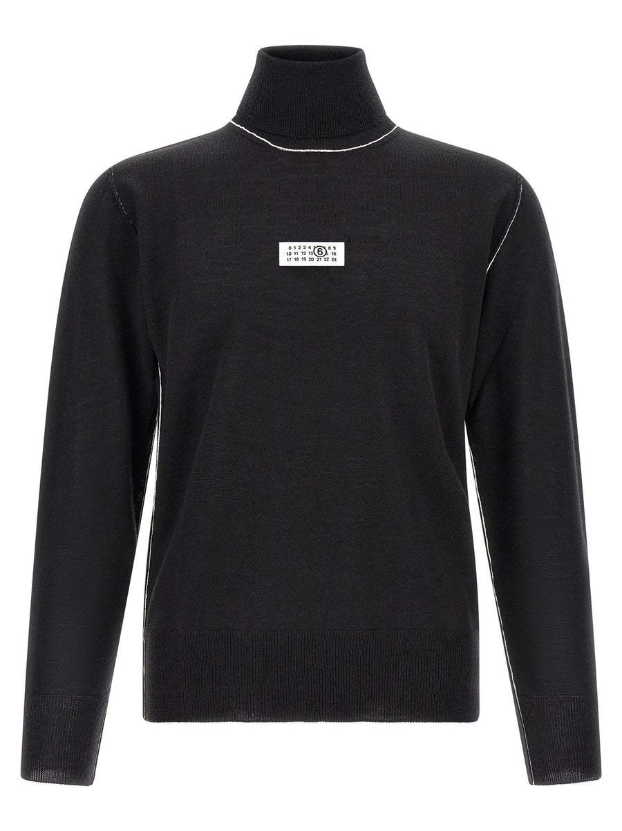 Mm6 Maison Margiela Virgin Wool Blend Turtleneck Sweater — Black