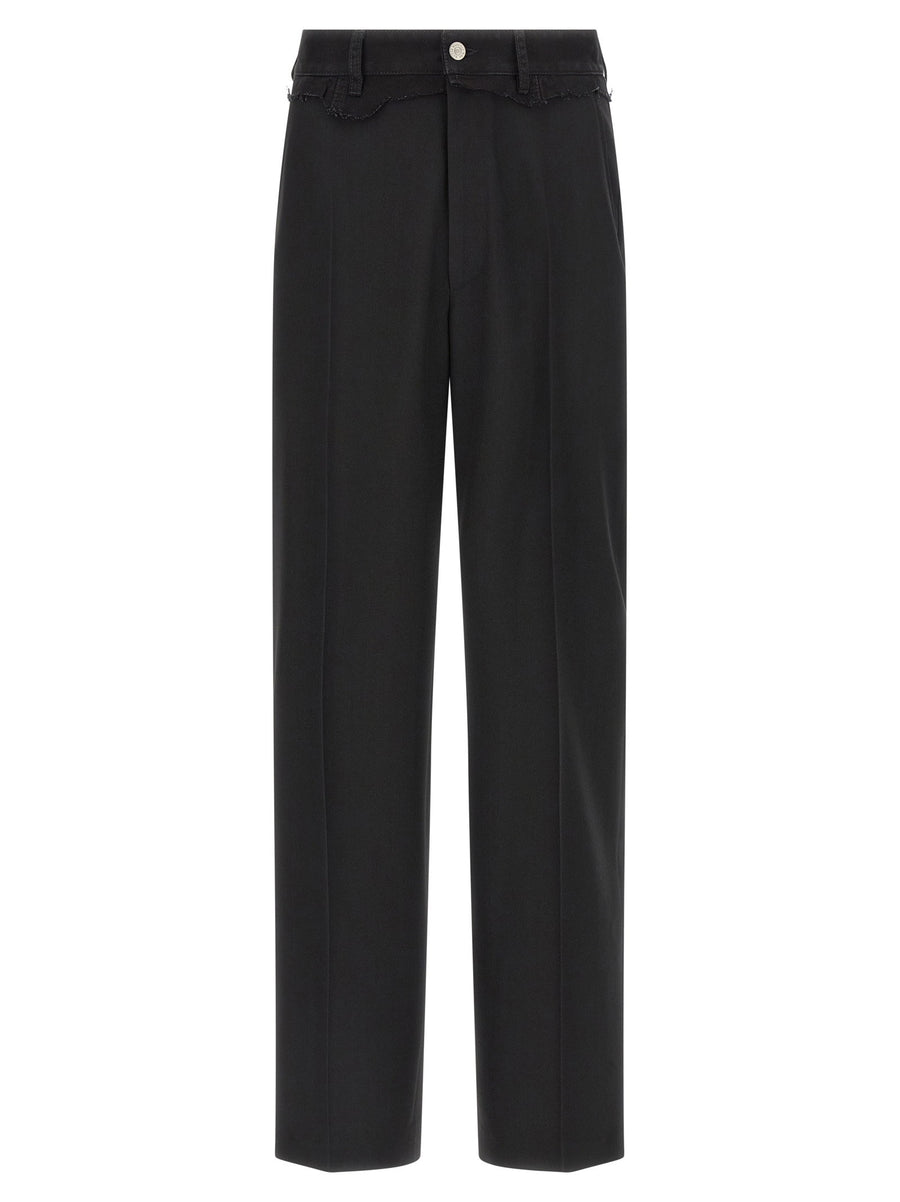Mm6 Maison Margiela Wool and Denim Insert Trousers — Black