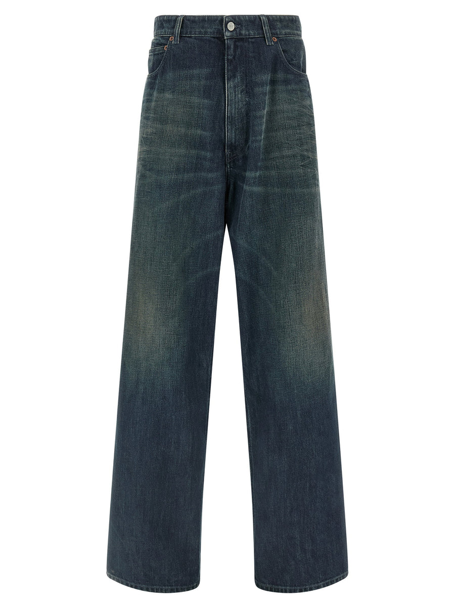 Mm6 Maison Margiela Stone-Washed Rigid Cotton Jeans — Indigo