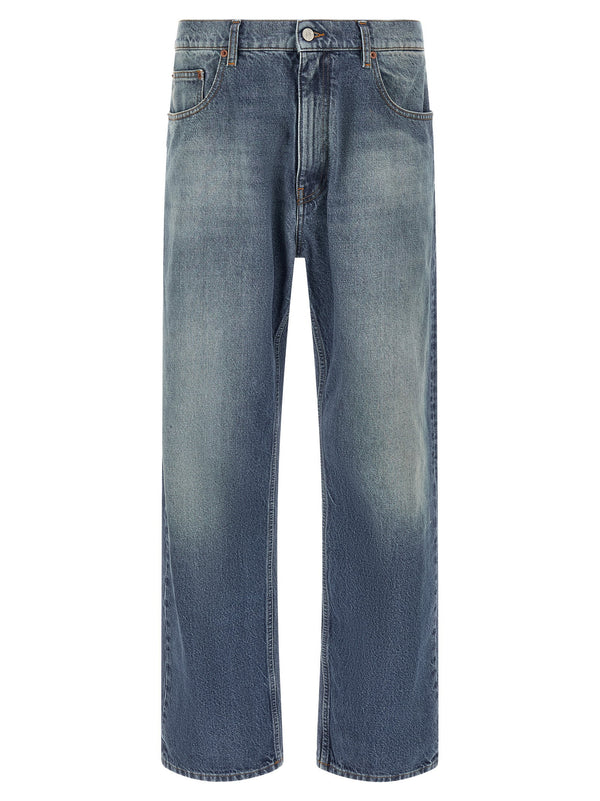 جينز مستقيم الساق بلسسل غسيل أزرق Mm6 Maison Margiela متوسط جينز — أزرق