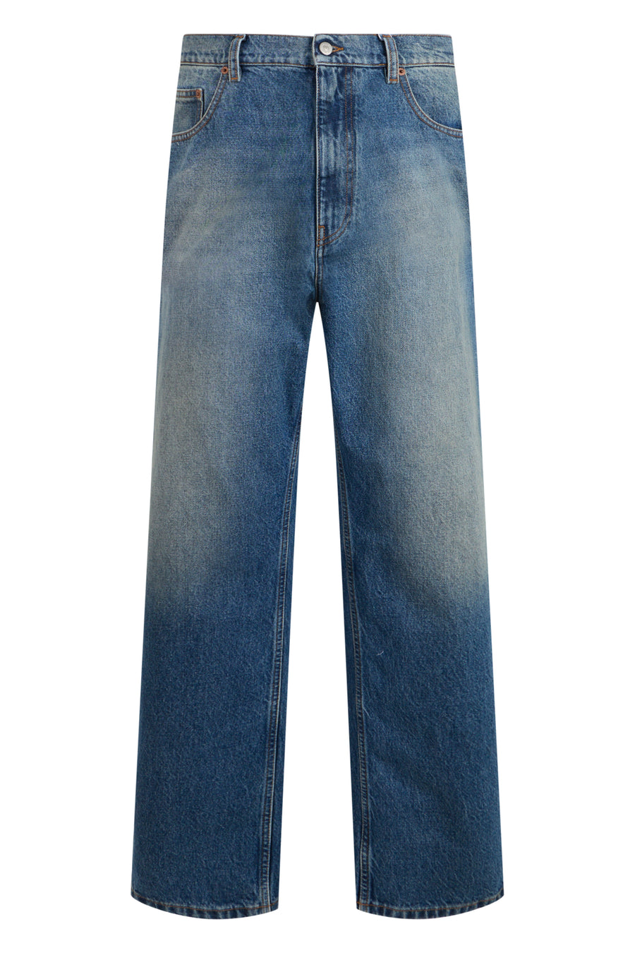 Jeans Straight Faded Blue Cotton Regular & Straight-leg