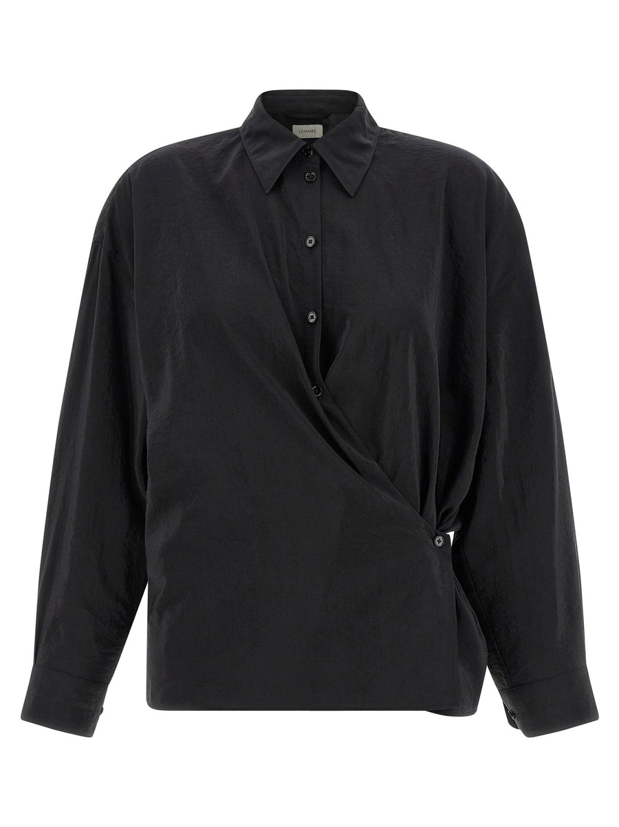 Lemaire Twisted Silk Shirt — Black