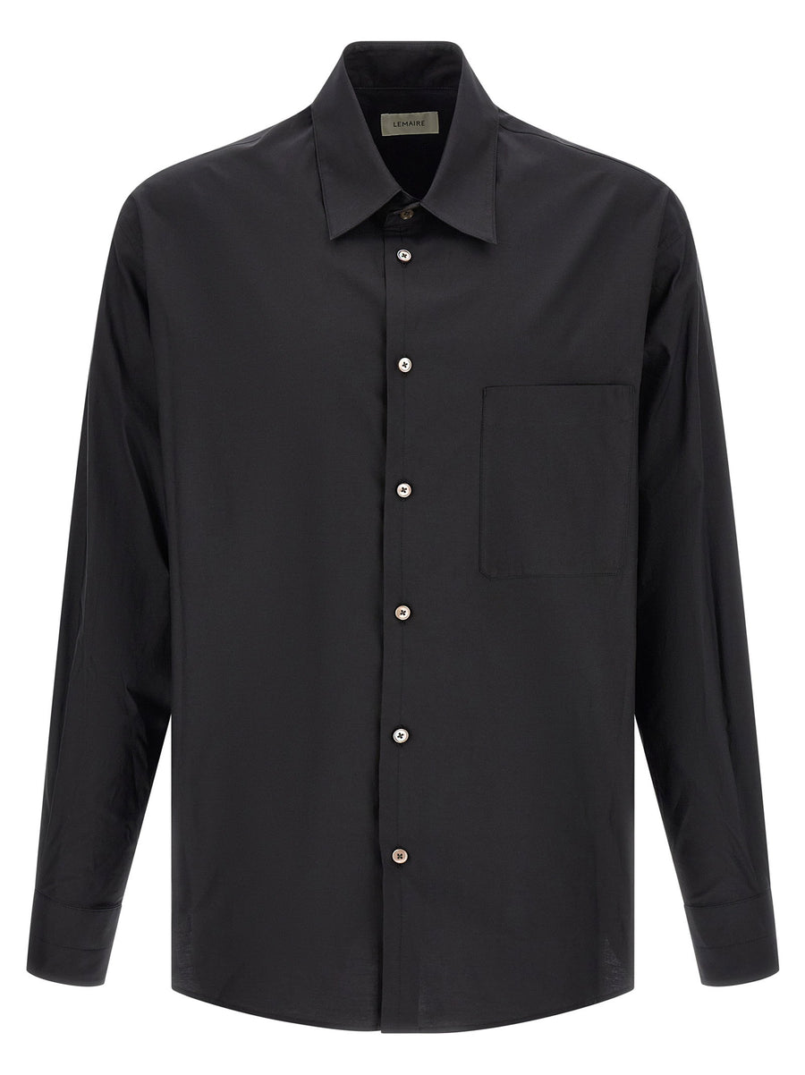 Lemaire Cotton and Silk Blend Shirt — Black