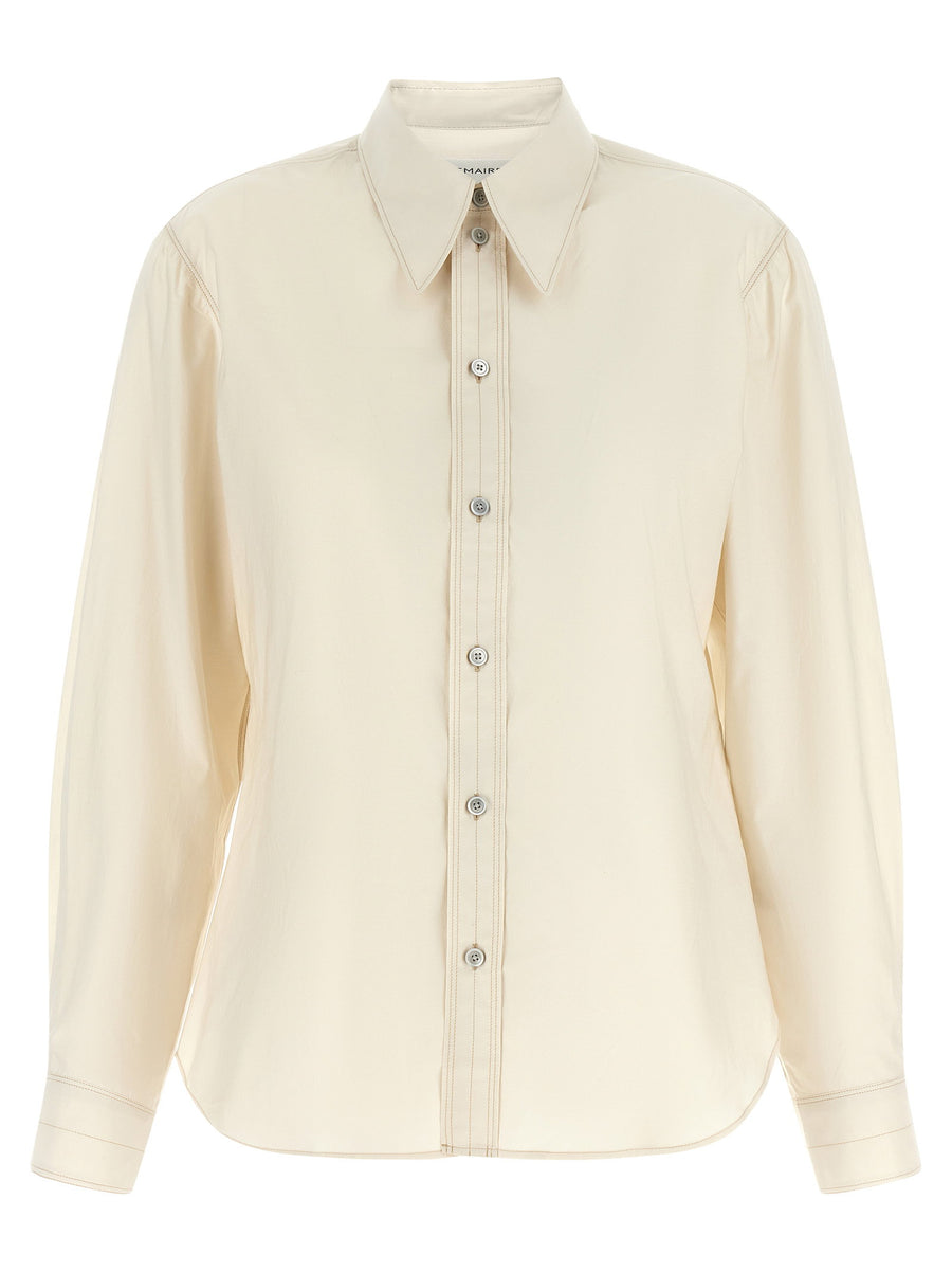 Lemaire Pointed Collar Cotton-Silk Shirt — cream