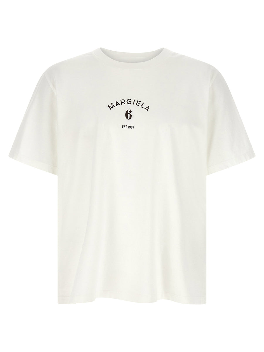 Mm6 Maison Margiela Logo-Printed Cotton Jersey T-Shirt — White