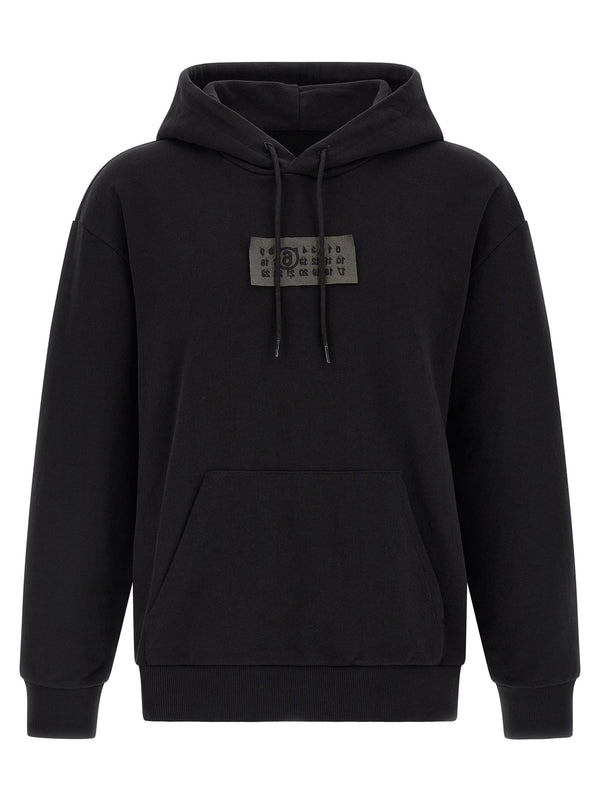MM6 Maison Margiela شعار-رقعة قطن هودي — أسود