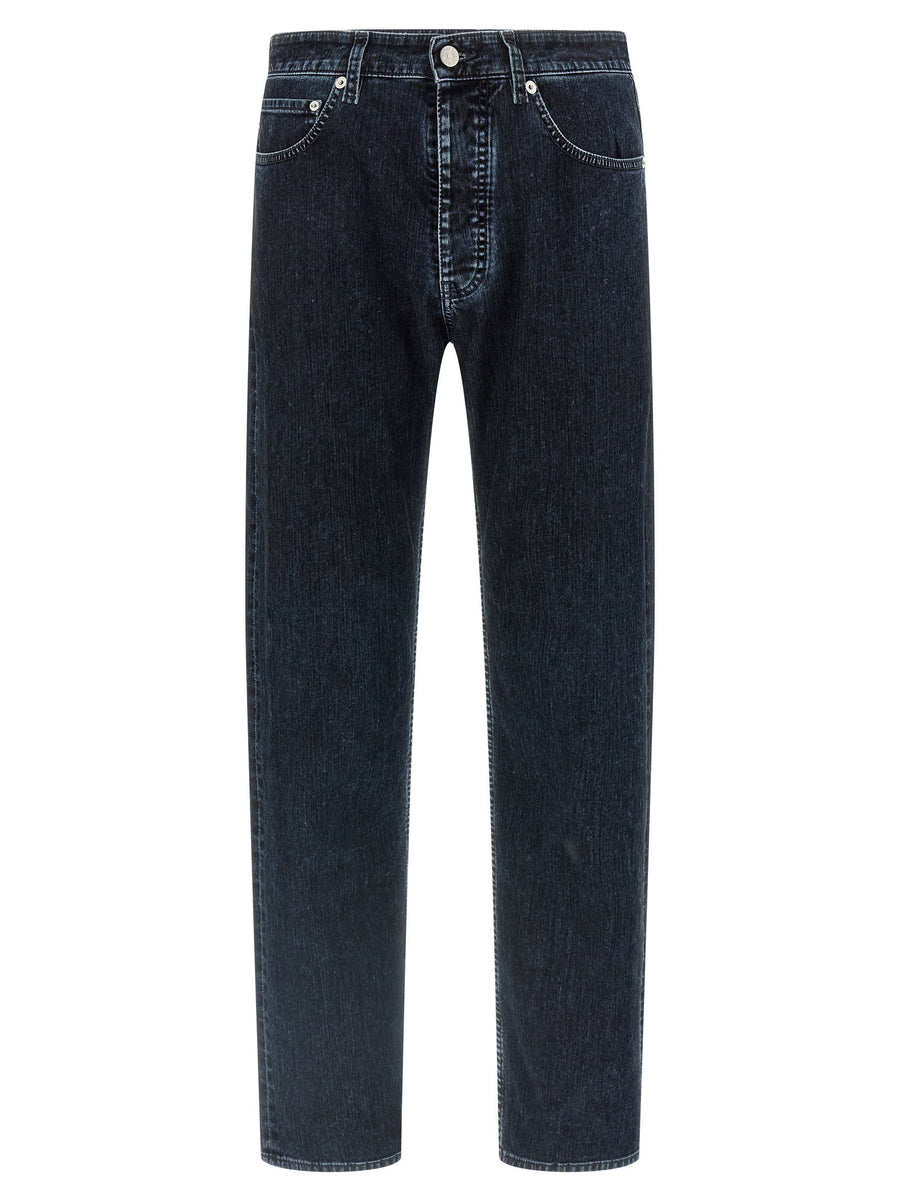 Mm6 Maison Margiela Used-Wash Straight-Leg Jeans — Dark Blue