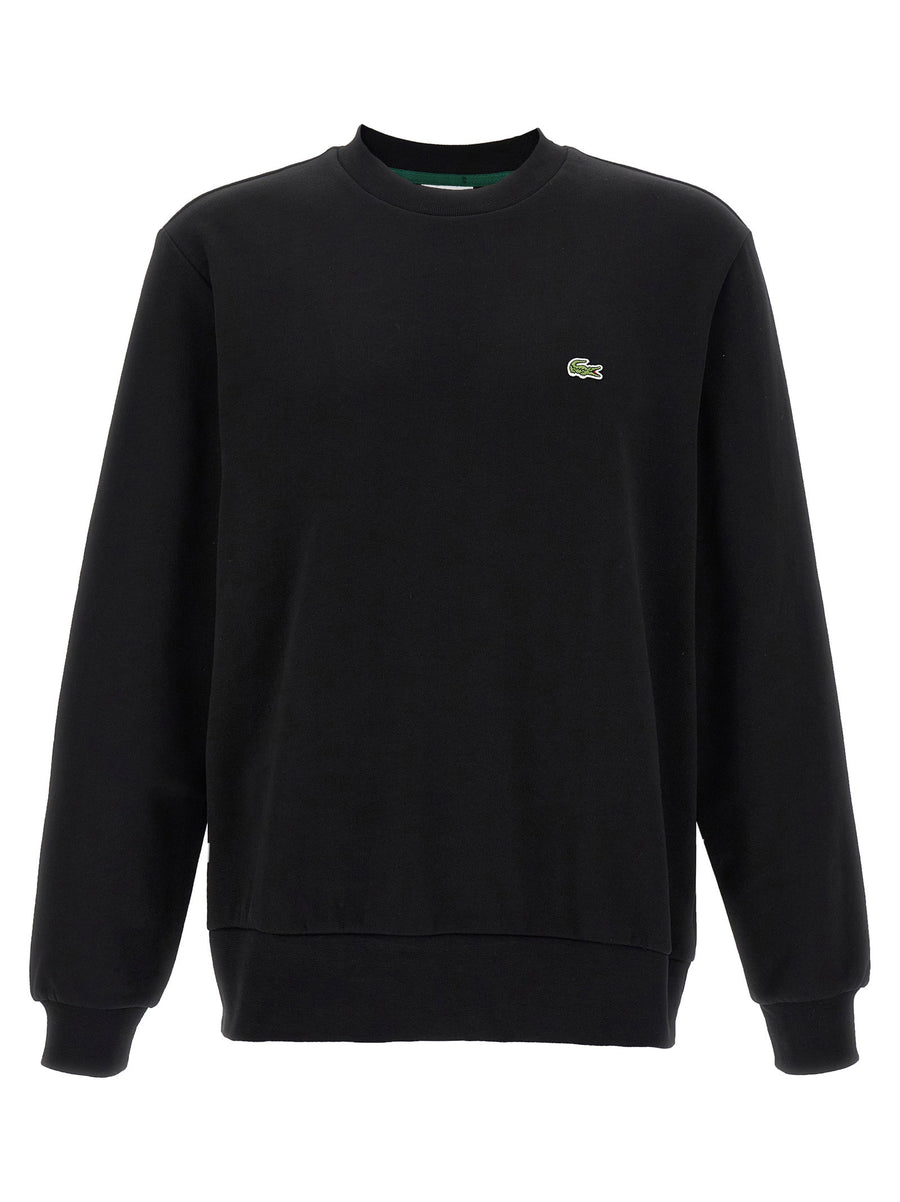 Lacoste Logo-Patch Fleece Sweatshirt — Black