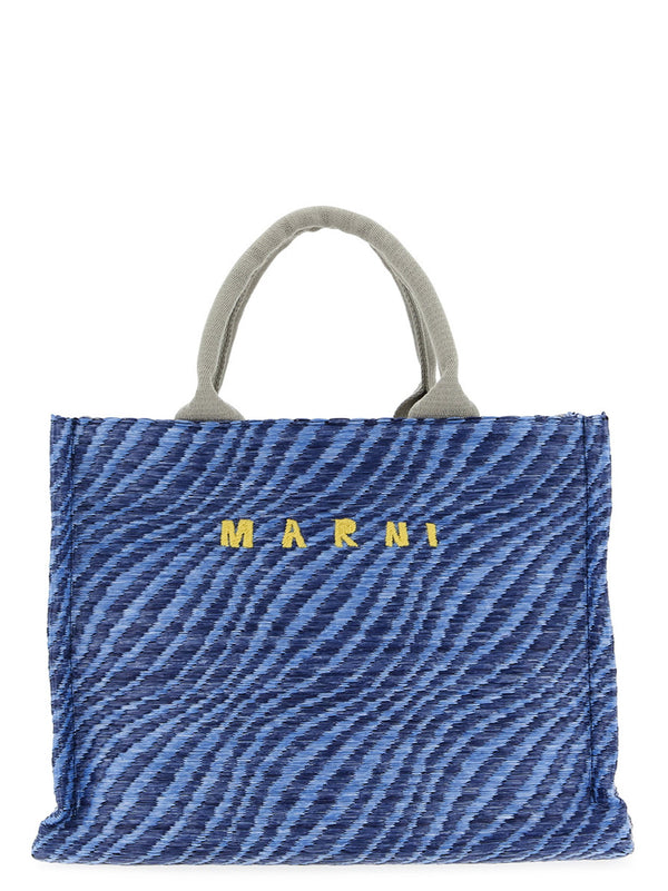 حقيبة توت Marni منسوج رافيا — أزرق